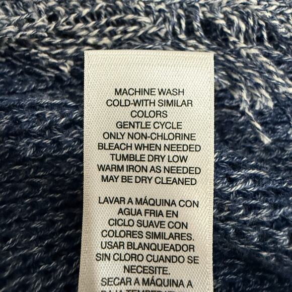 Chico’s Blocked Lace Denalia Cardigan Size 2/L Blue Patchwork Fringe Long Line - Picture 10 of 12